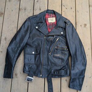 Vintage 1950s Roxton Sportswear Black Leather Motorcycle Jacket